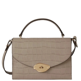 Mulberry Small Lana Top Handle Cashmere Taupe Shiny Small Croc